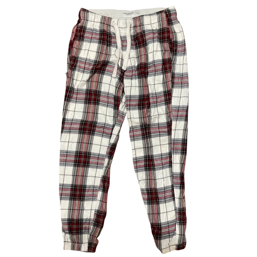 Abercrombie & Fitch Unisex Small Red White Plaid Flannel Pajama Pants Joggers